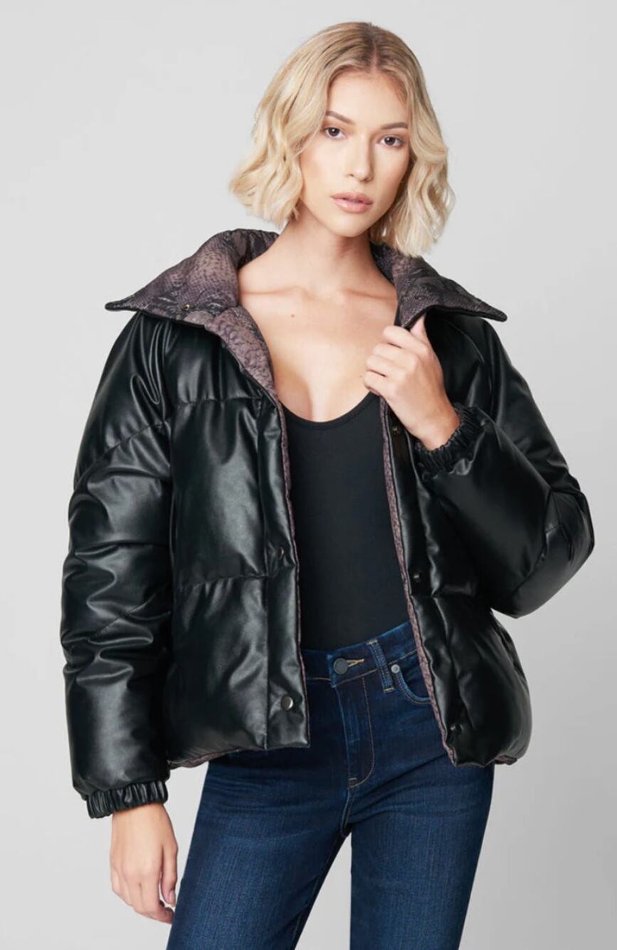 BlankNYC Between The Line Reversible Puffer Jacket Womens Size Small Black New